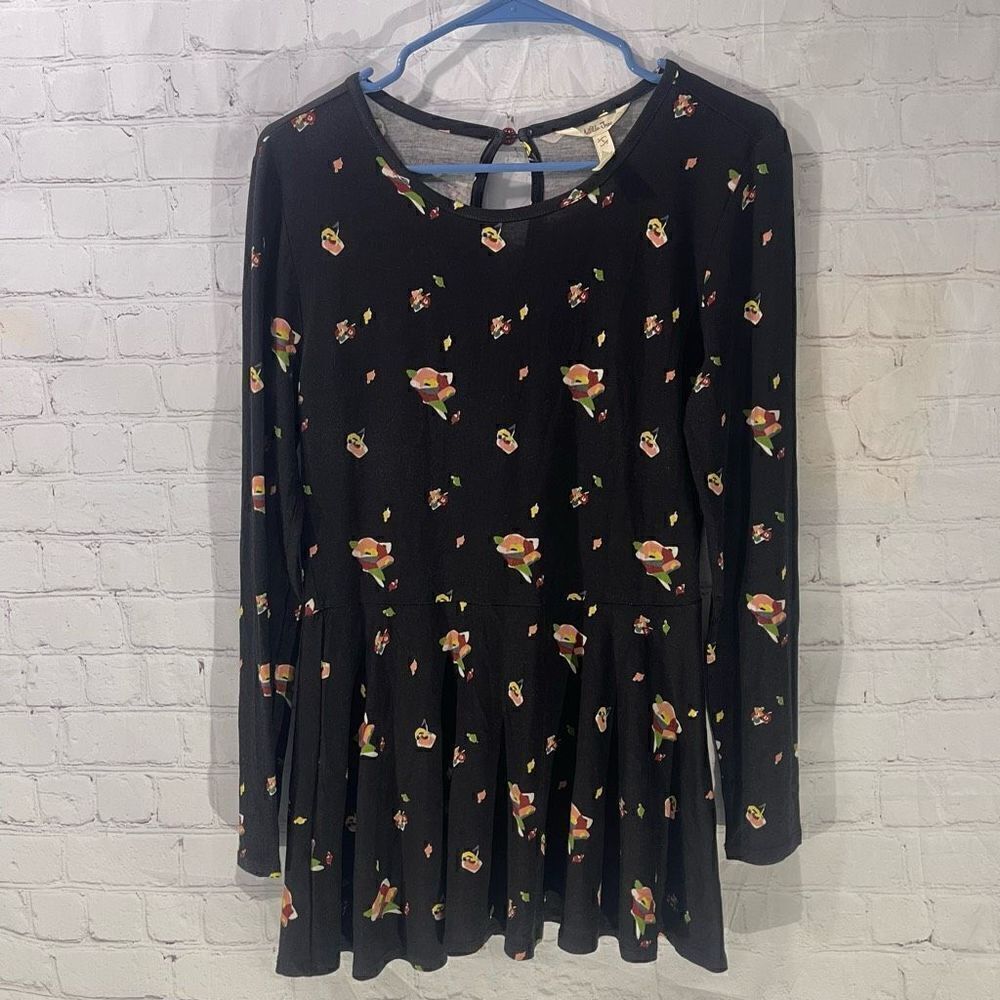 Matilda Jane Black Floral Pep In Your Step Keyhole Back Top Shirt